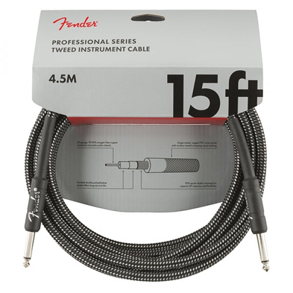 FENDER PROFESSIONAL SERIES INSTRUMENT CABLE GREY TWEED 15FT