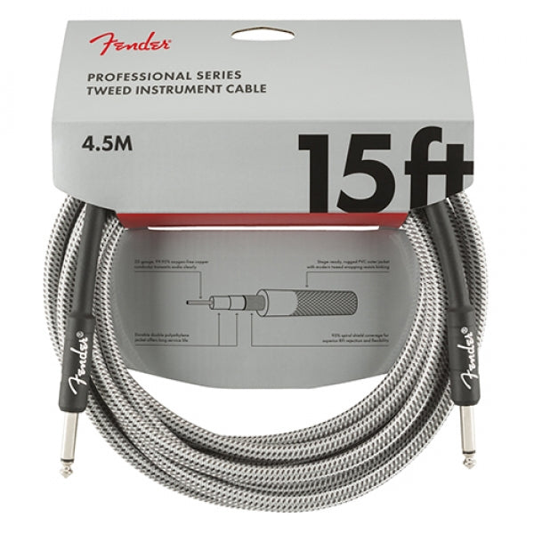FENDER PROFESSIONAL SERIES INSTRUMENT CABLE WHITE TWEED 15FT