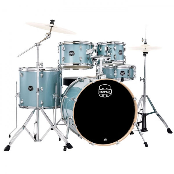 MAPEX VENUS 5-PCS ACOUSTIC DRUM KIT VE5294FTVJ WITH HARDWARE & THRONE - AQUA BLUE SPARKLE