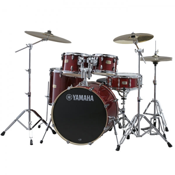 Yamaha SBP2F5 Stage Custom Birch 5-Piece Acoustic Drum Kit With Hardware And Drum Throne - Cranberry Red