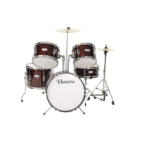 Havana 104-5WR 5-Piece Junior Acoustic Drum Set With Hardware - Wine Red