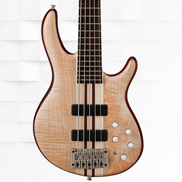 CORT A5 PLUS FMMH OPN 5-STRING BASS GUITAR WITH GIG BAG - OPEN PORE NATURAL