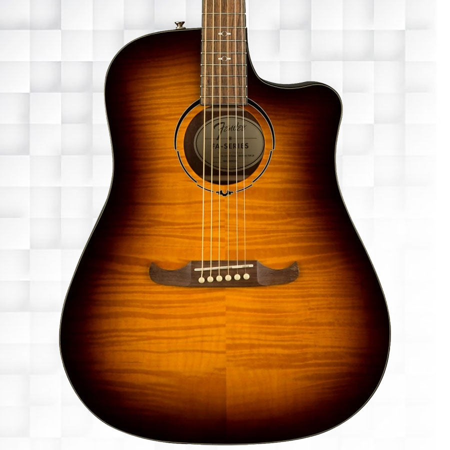 FENDER FA-325CE LIMITED EDITION DREADNOUGHT SEMI ACOUSTIC GUITAR - MOCHA BURST 0971313097