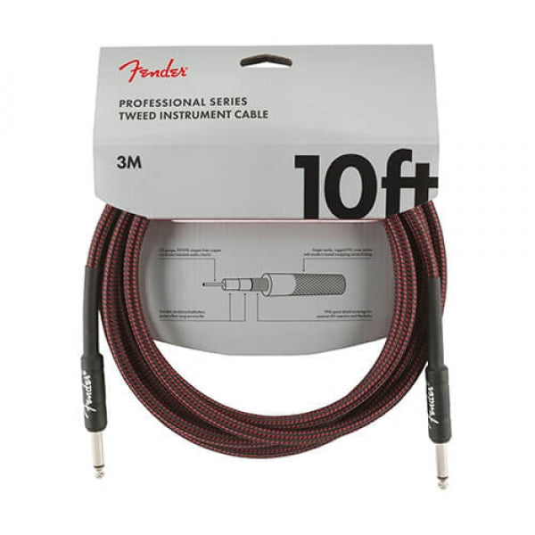 FENDER PROFESSIONAL SERIES INSTRUMENT CABLE RED TWEED 10FT