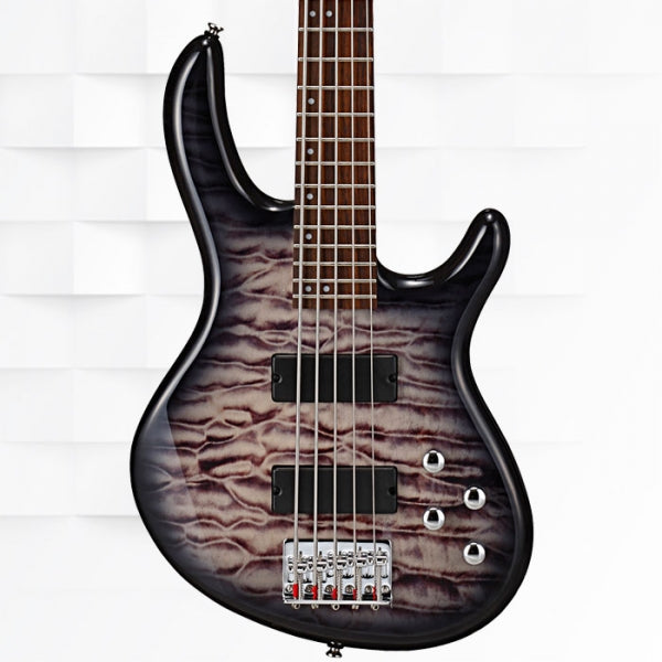 CORT ACTION DLX V PLUS 5-STRING BASS GUITAR WITH GIG BAG - FADED GREY BURST