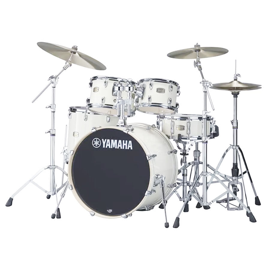 Yamaha SBP2F5 Stage Custom Birch 5-Piece Acoustic Drum Kit With Hardware And Drum Throne - Pure White