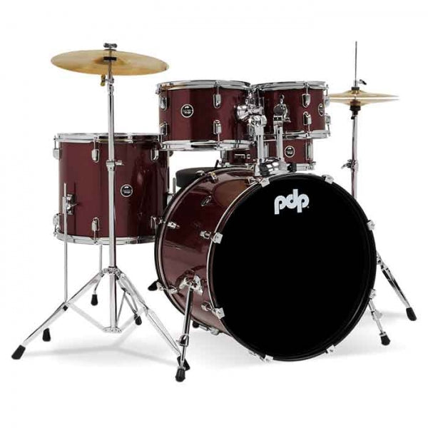 PDP PDCE2215KTRR Center Stage 5-Pieces Acoustic Drum Kit - Ruby Red Sparkle