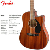 Fender CC-60SCE All Mahogany Acoustic-Electric Guitar