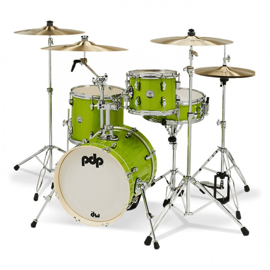 PDP PDNY1604EL New Yorker 4-Pieces Acoustic Drum Shell Pack - Electric Green Sparkle Finishply