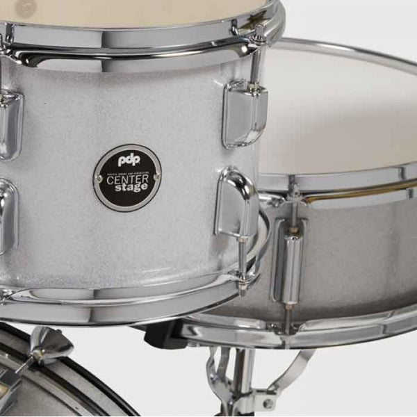 PDP PDCE2215KTDW Center Stage 5-Pieces Acoustic Drum Kit - Diamond White Sparkle