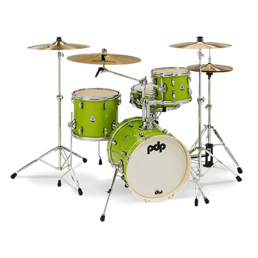 PDP PDNY1604EL New Yorker 4-Pieces Acoustic Drum Shell Pack - Electric Green Sparkle Finishply