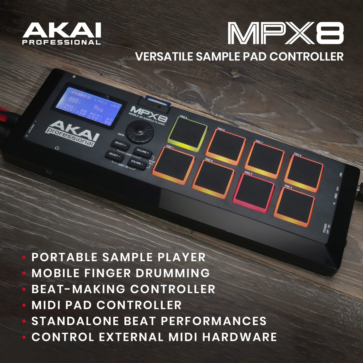 AKAI MPX8 MOBILE SD SAMPLE PAD CONTROLLER