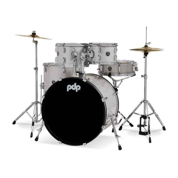 PDP PDCE2215KTDW Center Stage 5-Pieces Acoustic Drum Kit - Diamond White Sparkle
