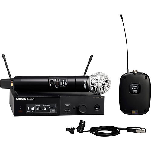 Shure SLXD124/85 Combo System With SLXD1 Bodypack, SLXD4 Receiver, SM58 and WL185 Lavalier Microphone Band G58