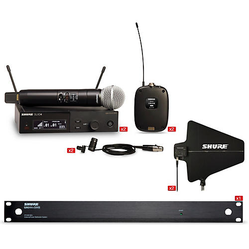 Shure SLX-D Quad Combo Bundle With 2 Handheld and 2 Combo Systems With Antenna Band G58