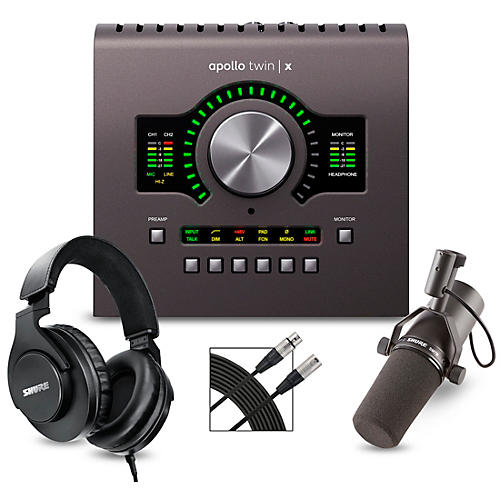 Universal Audio Apollo Twin X QUAD Heritage Edition Interface With Shure SM7B, SRH 440 and Mic Cable