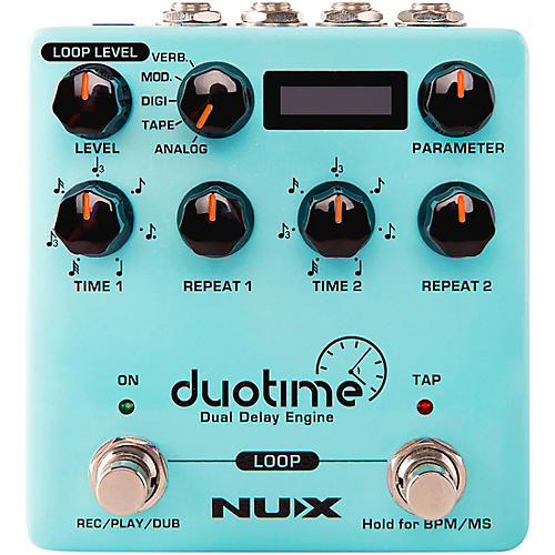 NUX Duotime Dual Delay Engine Effects Pedal Blue