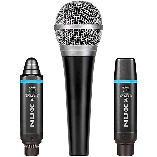 NUX B-3 Plus Wireless Mic System Bundle With Dynamic Mic, Clip, Adapter Cable and Hot Shoe Black