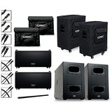 QSC Two LA108 Pole-Mounted Active Line Array Speakers Package With Two KS212C Subwoofers