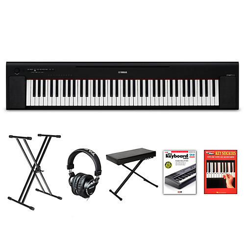 Yamaha Piaggero NP-35 76-Key Portable Keyboard With Power Adapter Black Beginner Package