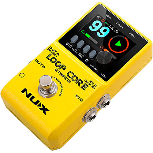 NUX Loop Core Stereo Looper with MIDI and Drum Patterns Effects Pedal Yellow