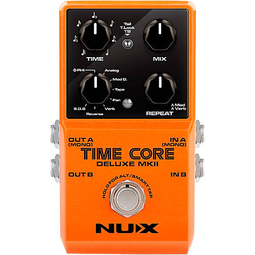 NUX Time Core Deluxe MKII with 7 Different Delays, Phrase Looper and Tap Tempo Effects Pedal Orange