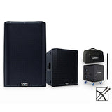 QSC K12.2 Powered Speaker Package With KS118 Subwoofer, SP-36 Speaker Pole, Covers and Cable