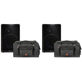 QSC CP12 Powered Speaker Pair With Road Runner Bags