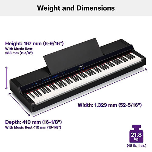 Yamaha P-S500 88-Key Smart Digital Piano With L300 Stand Black