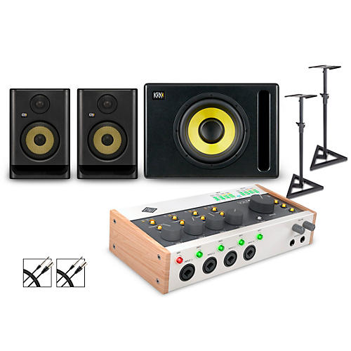 Universal Audio Volt 4 with KRK ROKIT G5 Studio Monitor Pair & S10 Subwoofer (Stands & Cables Included) ROKIT 8