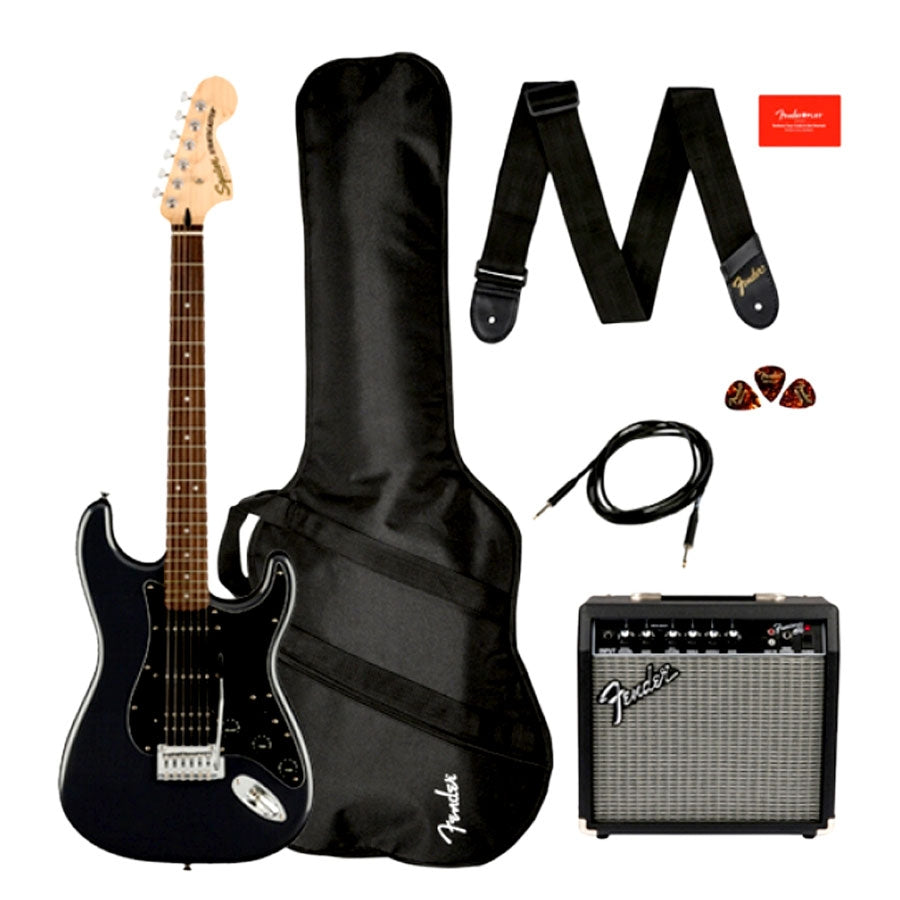 FENDER SQUIER AFFINITY STRATOCASTER HSS LRL ELECTRIC GUITAR PACK 0372821069 - CHARCOAL FROST METALLIC