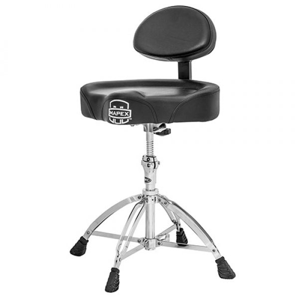 MAPEX T775 SADDLE TOP DRUM THRONE WITH BACK REST AND 4 DOUBLE BRACED LEGS