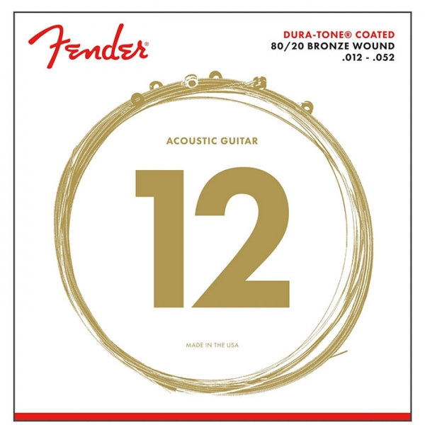 Fender 880L 80/20 Dura Tone Coated Acoustic Guitar Strings 12-52 Guage