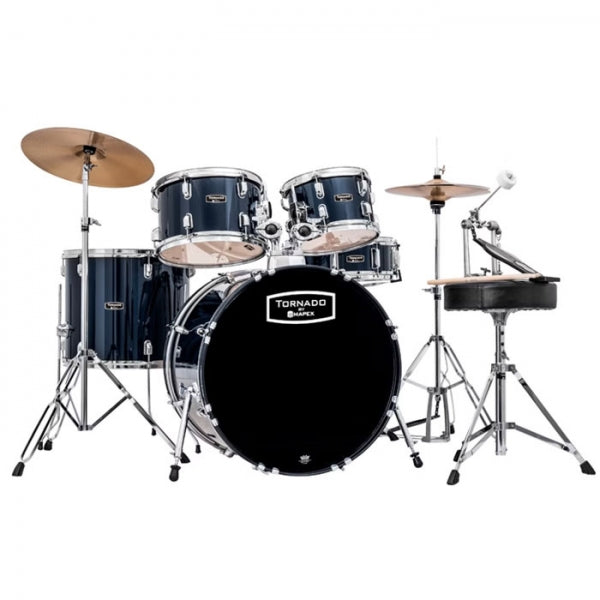 MAPEX TORNADO 5 PIECES ACOUSTIC DRUM KIT TND5294FTCYE WITH HARDWARE AND CYMBALS - ROYAL BLUE