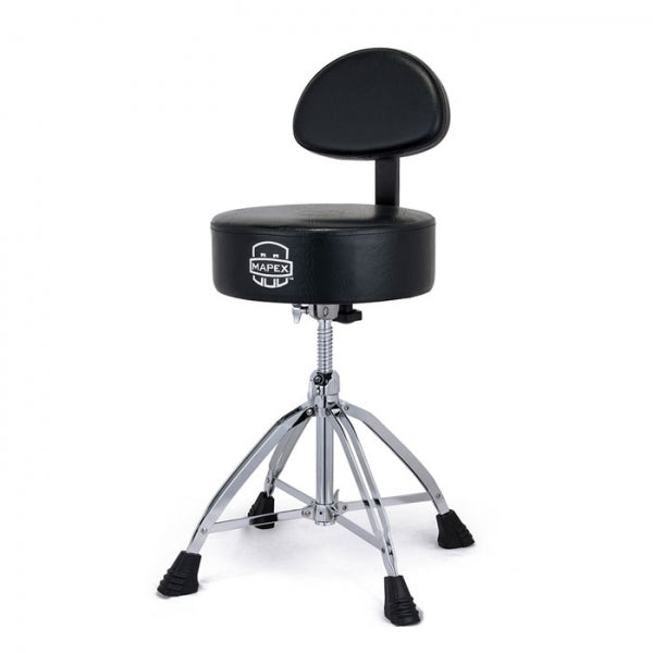 Mapex T870 Round Top Drum Throne With Backrest And Double Braced Quad Legs