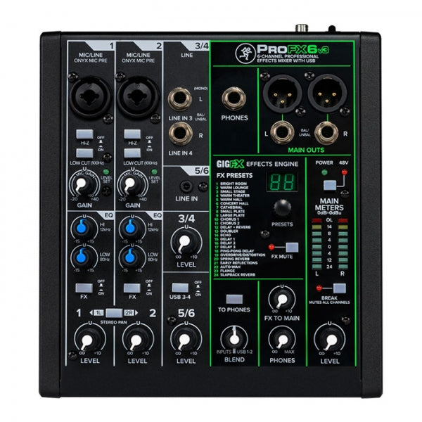 Mackie ProFX6v3 6-Channel Professional USB Mixer