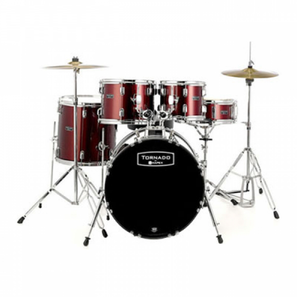 Mapex Tornado 5 Pieces Drum Kit With Hardware And Cymbals - Wine Red