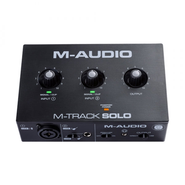 M-Audio M-Track Solo USB Audio Interface With 1 Crystal Preamp, Phantom Power And Instrument Input