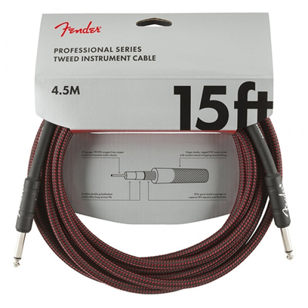 FENDER PROFESSIONAL SERIES INSTRUMENT CABLE RED TWEED 15FT