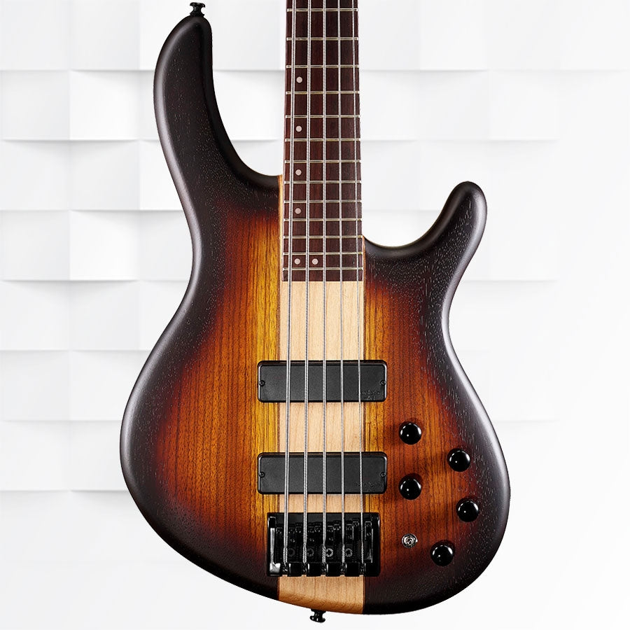CORT C5 PLUS ZBMH OTAB 5-STRING BASS GUITAR WITH BAG - OPEN PORE TABACCO BURST
