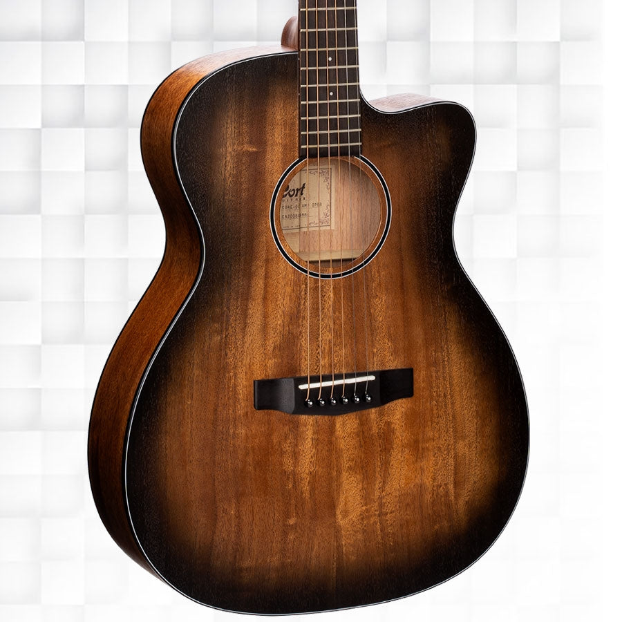 Cort Core-OC AMH Electro-Acoustic Guitar With Deluxe Soft-Side Case - Open Pore Black Burst