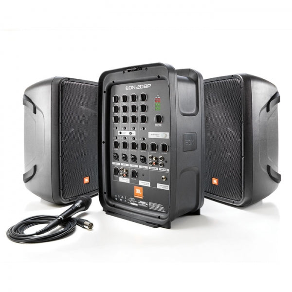 JBL EON208P 8-INCH 2-WAY PORTABLE PA SYSTEM WITH POWERED 8-CHANNEL MIXER AND BLUETOOTH