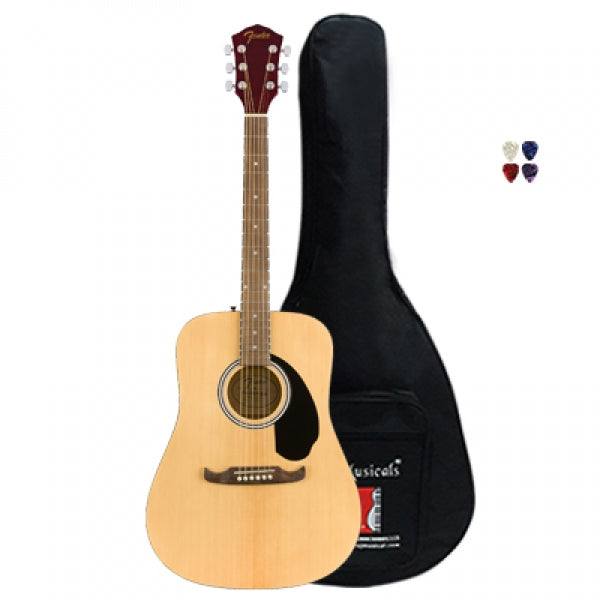 FENDER FA-125 DREADNOUGHT, WALNUT FINGERBOARD ACOUSTIC GUITAR WITH GIG BAG - NATURAL 0971210521