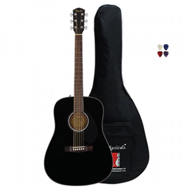 Fender CD-60S Dreadnought Acoustic Guitar With Bag - Black 0970110006